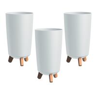 3 maceteros blancos con pies redondos y estilo slim de 36,5 cm decorativos