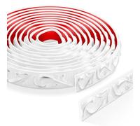 3 Metros Peel and Stick Molduras Decorativas para Pared, 3D Cenefa Adhesiva para Pared para Marcos de Espejos, Puertas de Armarios, Marcos de Puertas, Techos, Decoración del Hogar(Blanco con Plata)