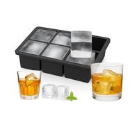 3 moldes de silicona reutilizables XXL para cubitos de hielo de 5 cm, color negro