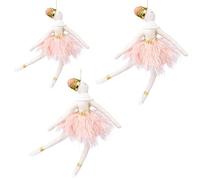 3 muñecos de Bailarina Rosa Claro de 14 x 20 cm, Decoraciones Colgantes para árbol de Navidad, Adornos Decorativos Festivos, Colgantes de árbol de Navidad con temática de Cuento de Hadas
