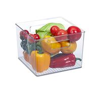 3 organizadores para frigorífico, Almacenamiento de Alimentos, 15,5 x 21 x 21 cm, con Asas, Transparente