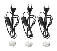 3 Pack Cables de alimentación con Interruptor 1.8m Cable de conexión(Negro)