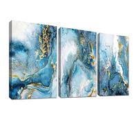 3 Pcs Marco De Madera Cuadro Moderno Mámol Nórdico Océano Azul Dorado Cuadros Decoracion Salon Modernos Lienzo Decorativos Pintura Poster Imagen Cuadros Decorativos Salon Dormitorios Baño 30cmx40cmx3