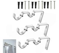 3 pcs Soporte Cortina Doble Ajustable Gancho Barra Cortina,Ganchos Barra Cortinas Montaje en Pared Soporte Metálico,Para Sala de Estar,Dormitorio,con Tornillos para Soportarbarra