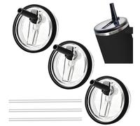 3 Piezas 40 OZ Tapa de Repuesto de Viaje, Prueba de Fugas Tapa de Repuesto Cup con 3 Pajita, Tapas de Repuesto Reutilizables para Vasos Compatible con Stanley Cup (Negro)