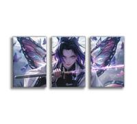 3 piezas Anime Demon Lienzo Póster Shinobu Kocho Arte de Pared Estética Slayer Decoración para el Hogar Salón Dormitorio Dormitorio Sin Marco 40 x 45 cm (30 x 45 cm)