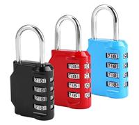 3 Piezas Candado de Combinación de 4 Dígitos, para Taquillas, Gimnasio | Candado Taquilla Gimnasio, Candados Combinacion, Impermeable, Reiniciable, para Maleta Viaje, Gabinete (Negro, Rojo, Azul)