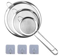 3 Piezas Coladores de Cocina Acero Inoxidable, Colador de Malla Fina con Manija, Tamiz de Harina para Alimentos, Vegetales, Harina y Pasta (8/12/16 cm)