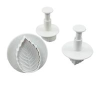 3 Piezas Cortadores de Émbolo para Fondant Hoja de Rosa Blanco