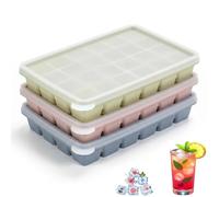 3 Piezas Cubiteras para Hielo, 2cm Cubitera Silicona Con Tapa