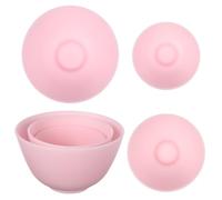 3 Piezas Cuencos de Silicona para Mascarilla Facial, Rosa | Tres Tamaños Apilables, Superficie Lisa Antiadherente, Uso Doméstico y Profesional, Blanco Incluido