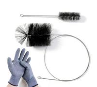 3 Piezas Deshollinador de Chimeneas con Guantes,Cepillos de Tubos de Estufa, Cepillos para Caldera para Chimeneas y Tuberías,Deshollinador de Chimeneas para Limpiar Tuberías y Eliminar Óxido