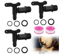3 Piezas Grifo para Bidon de Agua De Plástico, Grifo de Salida para Barril de Lluvia de 3/4 de Pulgada con Tuerca de Retención y Junta de Estanqueidad, Cinta de Estanqueidad para Tanques