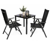 3 piezas Juego de muebles de jardín / grupo de asientos grupo comedor / 1xtable, 2x sillas / mesa Dimensiones aprox. H. 76 x W. 80 x D. 80 cm / Sillas 80 SW