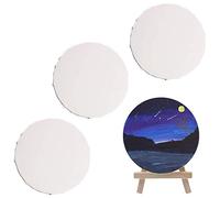 3 Piezas Lienzo Blanco para Artistas, 20 cm / 8 Pulgadas Pintura de Paneles de Lona, Arte lienzo Estirado, para Amantes de la Pintura, Regalos para Niños, Ejercicios de Pintura (Redondos)