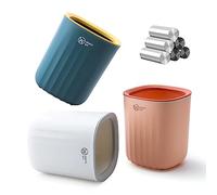 3 Piezas Mini Papelera Escritorio con 120 Bolsas de Basura, Cubos de Basura de Mesa Pequeños, Papelera Oficina de Plástico para Dormitorio Salón Tocador, Papelera Pequeña 13,7x12,7x15cm
