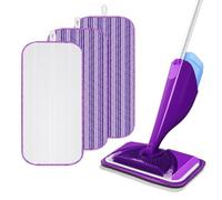 3 Piezas Mopa De Microfibra Recambios, 30x14cm Morado Mopa con Pulverizador Compatible con Swiffer Wetjet, Repuesto Fregona Microfibra para Swiffer Wetjet, para Suelos HúMedos Y Secos