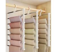 3 Piezas Perchas para Pantalones, Juego de Colgadores Múltiples, Ahorra Espacio 7 en 1, Gancho Giratorio, Organizador de Acero Inoxidable para Jeans, Faldas, Bufandas, Vaqueros, Ropa y Corbatas