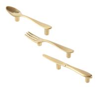 3 Piezas Tirador de Armario Diseño de Cubertería, Aleación de Zinc | Forma de Cuchara, Cuchillo y Tenedor, Estilo Europeo Elegante, Decorativo y Práctico, Acabado Delicado