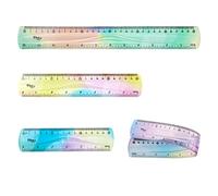 3 Reglas Flexibles de 30 cm/20cm/15cm, Regla Flexible Reglas de Plástico Reglas Blandas con Escalas en Centímetros y Pulgadas para Estudiantes Niños Aula Oficina Hogar Escuela (Color Degradado)