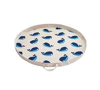 3 Sprouts, Alfombra de Juego y Bolsa para Niños 2 en 1, Fabricada en Algodón, Ideal para Jugar y Reorganizar Rápidamente los Juegos, Decorada con Ballena Azul, 112 cm