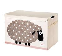 3 Sprouts, Baúl para Juguetes Fabricado en Poliéster, Ideal para Contener Objetos y Juegos, Cesta para Juguetes Infantil Decorada con Oveja Gris, 61x37x38 cm