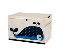 3 Sprouts, Baúl para Juguetes Fabricado en Poliéster, Ideal para Contener Objetos y Juegos, Cesta para Juguetes Infantil Decorada con Ballena Azul, 61x37x38 cm