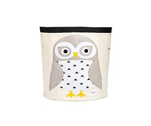 3 Sprouts Cesto Juguetes - Ideal como Cesto Ropa Sucia Bebe - Cesta para Juguetes Infantil - Cesto Ropa Sucia Infantil - Diseño Divertido y Práctico - Organización y Almacenamiento - Búho Blanco