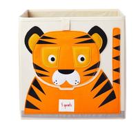 3 Sprouts, Contenedor de Almacenamiento, Estante para Juguetes para Niños, Ideal para Contener Objetos y Juegos, Decorado con Tigre Naranja, Compatible con Baldas 33x33x33 cm