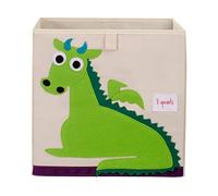 3 Sprouts, Contenedor de Almacenamiento, Estantería para Juguetes Infantiles, Ideal para Contener Objetos y Juegos, Decorado con Dragón Verde, Compatible con Estantes, 33x33x33 cm