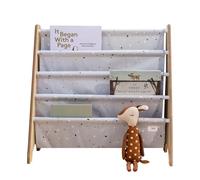 3 Sprouts, Librería Frontal Montessori para Niños, Estantería Fabricada en Poliéster Reciclado, Ideal para Contener Libros, Terrazo Gris Claro, 61x63x25,4 cm