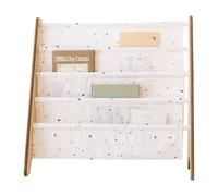 3 Sprouts, Librería Frontal Montessori para Niños, Estantería Fabricada en Poliéster Reciclado, Ideal para Contener Libros, Color Crema Terrazo, 61x63x25,4 cm