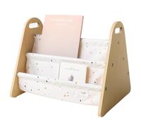 3 Sprouts Montessori Estantería Infantil Madera Doble Cara Crema Terrazo | Portátil, Ideal para almacenamiento de libros, Para habitación de niños