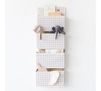 3 Sprouts - Organizador Armario Colgante 3 Compartimentos - Estantería Colgante para Ropa y Accesorios - Cuadro Vichy Beige
