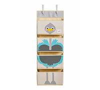 3 Sprouts Organizador Colgante Infantil, 4 Bolsillos, Ganchos, Avestruz | almacenaje vertical para ropa, juguetes y accesorios; usa pared o puerta y mantiene artículos diarios ordenados y a mano