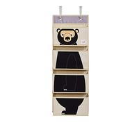3 Sprouts Organizador Colgante Infantil, 4 Bolsillos, Ganchos, Oso