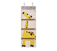 3 Sprouts, Organizador de Pared con Ganchos y 4 Bolsillos, Decorado con Jirafa Amarilla, Ideal para Llevar Objetos y Juegos, Práctico y Seguro, en Fieltro, 94x35x10 cm