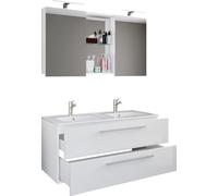 3 un. Lavabo doble | Lavabo 2x | Juego de muebles de baño con lavabo, fregadero y armario espejo | Lavabo doble | Set completo Budasi SC