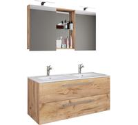 3 un. Lavabo doble | Lavabo 2x | Juego de muebles de baño con lavabo, fregadero y armario espejo | Lavabo doble | Set completo Budasi SC