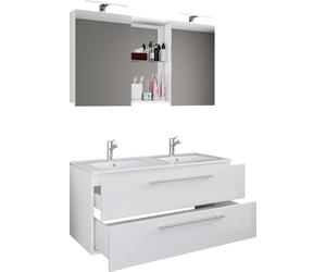 3 un. Lavabo doble | Lavabo 2x | Juego de muebles de baño con lavabo, fregadero y armario espejo | Lavabo doble | Set completo Budasi SC