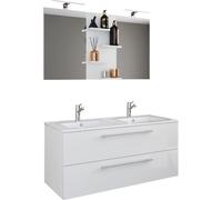 3 un. Lavabo doble | Lavabo 2x | Juego de muebles de baño con lavabo, fregadero y espejo | Lavabo doble | Set completo Budasi SP
