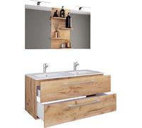 3 un. Lavabo doble | Lavabo 2x | Juego de muebles de baño con lavabo, fregadero y espejo | Lavabo doble | Set completo Budasi SP