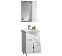 3 un. Lavadero | Armario de lavabo 55 cm | Juego de muebles de baño con lavabo y armario espejo | Cajones prácticos | Juego completo Lisalo L
