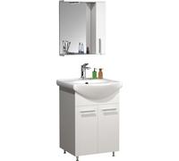 3 un. Lavadero | Armario de lavabo 55 cm | Juego de muebles de baño con lavabo y armario espejo Puertas de torneado | Juego completo Lisalo M