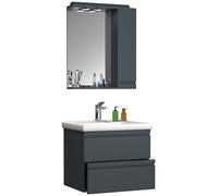 3 un. Lavadero | Armario de lavabo 60 cm | Juego de muebles de baño con lavabo de cerámica | Cajones sin manos | Armario espejo | Juego completo Silora L