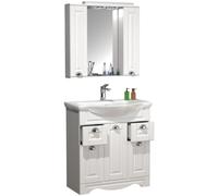 3 un. Lavadero | Armario de lavabo 75 cm | Juego de muebles de baño con lavabo y armario espejo | Cajones prácticos | Casa de campo | Juego completo Casalo XL
