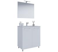 3 un. Set | 1 lavabo con puertas giratorias, 1 espejo, 1 lavabo | Lavabo de cerámica | Gabinete de pie 80 cm | Juego de muebles de baño - Badinos