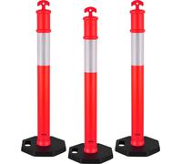 3 unidades de postes delimitadores de tráfico, 1140 mm de altura, conos de seguridad para tráfico con base pesada y bandas reflectantes, postes delimitadores de alta resistencia para obras, estacionam