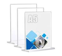 3 Unidades Soporte Cartel A4 de Acrílico,Transparente Forma T Expositor Metacrilato Soporte Menú,Porta Carteles Menus Restaurante,Soporte de Sobremesa,Titular de Menú Póster para Hotel,Tienda
