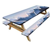 3 unids/set cubierta de mesa de picnic con cubiertas de banco cubiertas de mesa de picnic impermeables de 8 pies con mantel elástico para acampar al aire libre, estilo 2, cubierta al aire libre